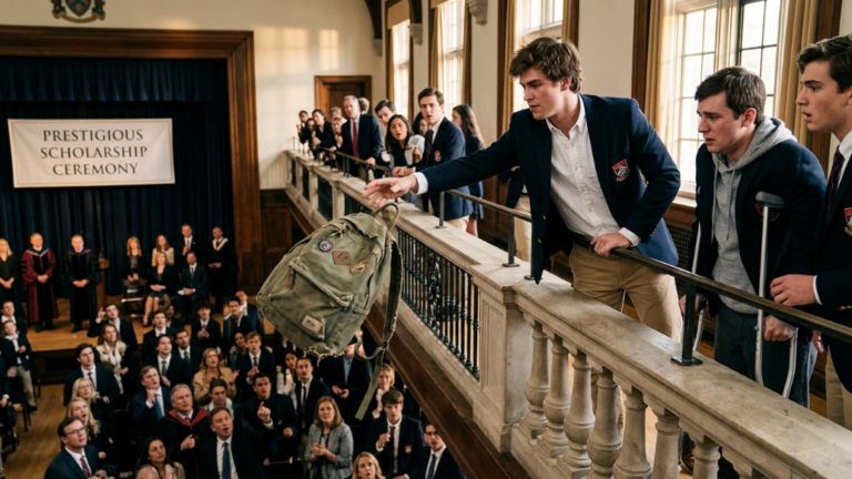 “A Spoiled Prep School Kid Threw A Disabled Student’s Backpack From A Balcony… What Spilled Out Stopped The Ceremony Cold.”