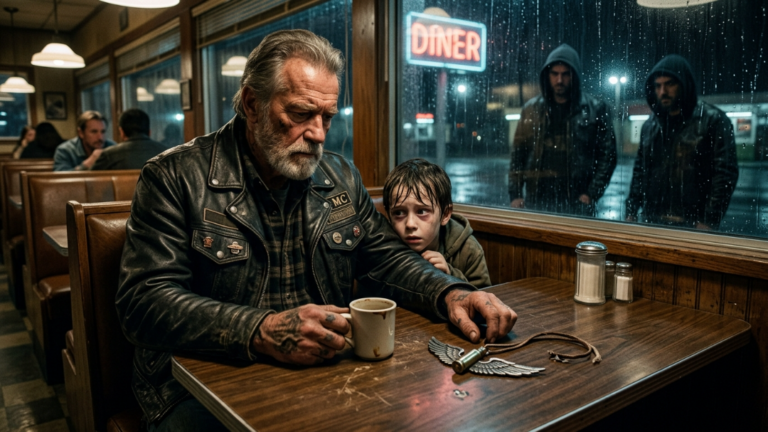 A Terrified Boy Hid Behind A Biker At A Diner… The Object He Placed On The Table Revealed A Heartbreaking Secret.
