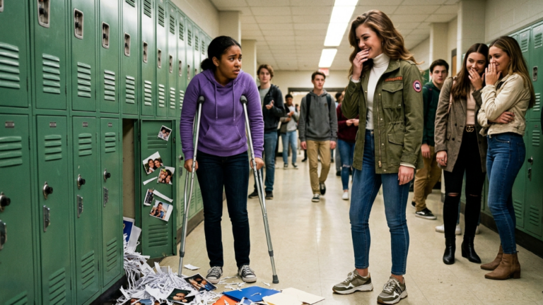 A Spiteful Bully Shredded A Disabled Girl’s Graduation Belongings… She Didn’t Realize The Billionaire Guest Of Honor Was Standing Right Behind Her.