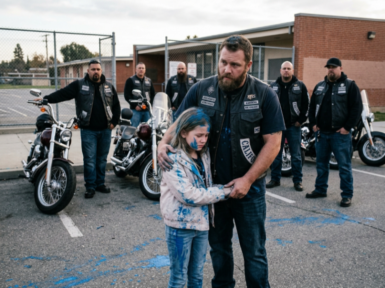 MY DAUGHTER WAS DRENCHED IN BLUE PAINT BY RICH BULLIES. THEY CALLED IT A “PRANK.” THE SCHOOL TOLD ME TO “GET OVER IT.” THEY FORGOT ONE THING: THEY WEREN’T JUST MESSING WITH A FATHER—THEY WERE MESSING WITH THE HELL’S ANGELS.