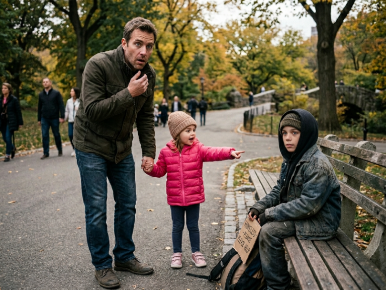 My 5-Year-Old Daughter Screamed “Daddy, That’s My Brother!” At A Homeless Boy In Central Park—I Froze When I Saw His Eyes, And The Secret I Uncovered Broke Me Down Completely.