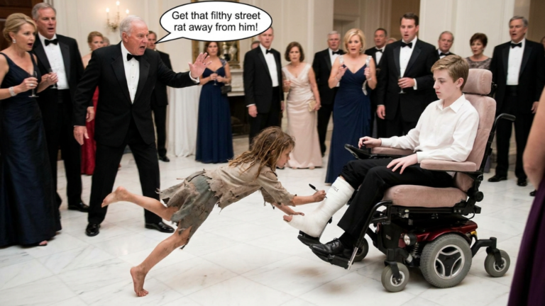 A Barefoot Beggar Girl Made 180 VIP Guests Panic When He Suddenly Ran Toward the Billionaire’s Wheelchair Son and Drew on Her Leg… But When the Billionaire Saw That the Scribble Was the Symbol “505,” He Ordered 20 Bodyguards to Launch an Emergency Rescue.