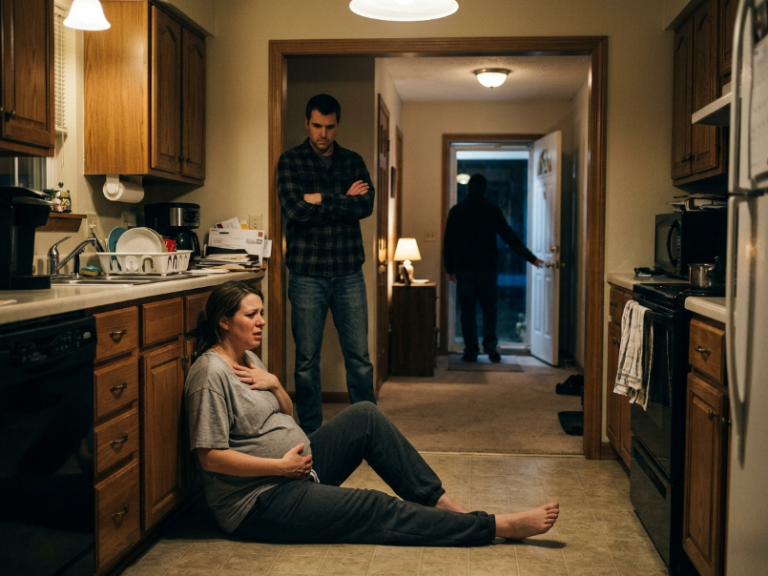 “Help me!” Trapped on the floor at 33 weeks pregnant, my husband blocked the exit. But the true nightmare just unlocked our front door…