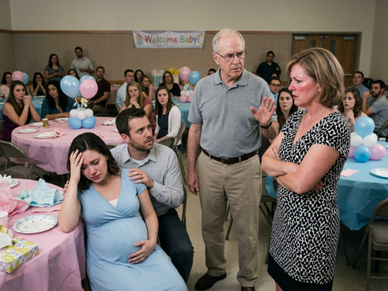 A ruined baby shower. — My toxic MIL humiliated me in front of 50 guests at 7 months pregnant. My quiet FIL’s shocking reaction broke her.