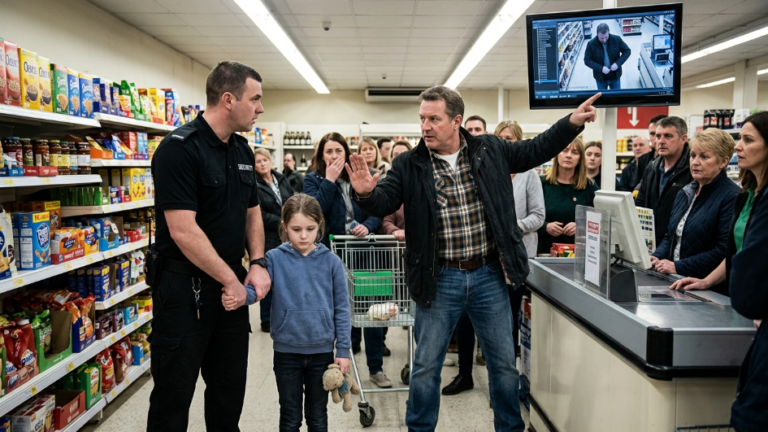 A security guard stopped a quiet little girl in a crowded supermarket on suspicion of shoplifting, but when the store owner secretly requested to review the security camera footage, everything changed.